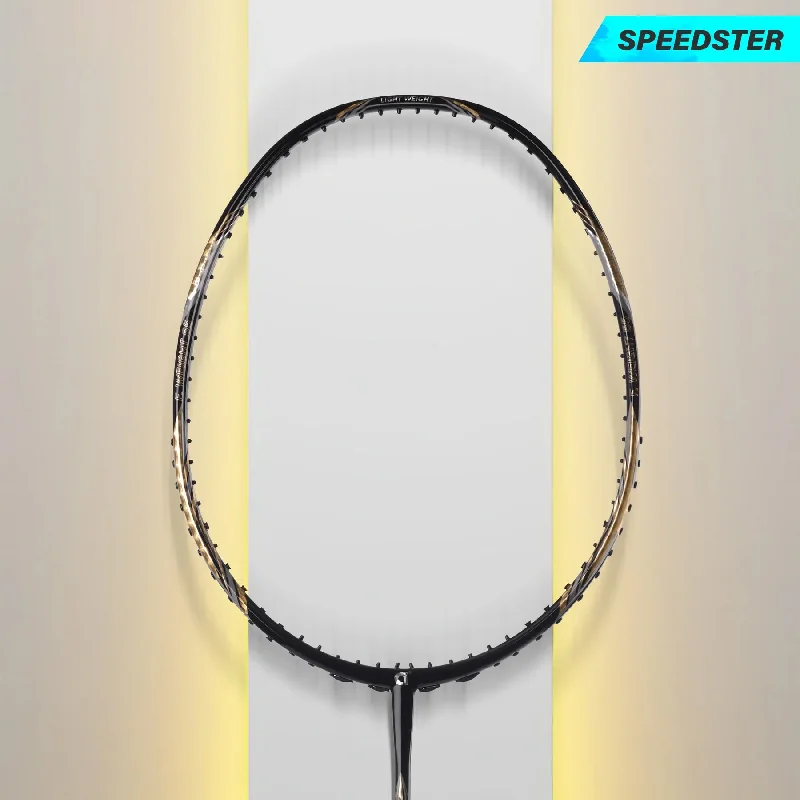 Badminton Racket With Strong Shaft For Stability-Apacs Feather Weight 55 Badminton Racket (Black/Gold)