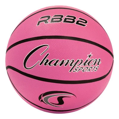 Basketball For Full-Court Dribbling-Champion Sports Junior Rubber Basketball Pink