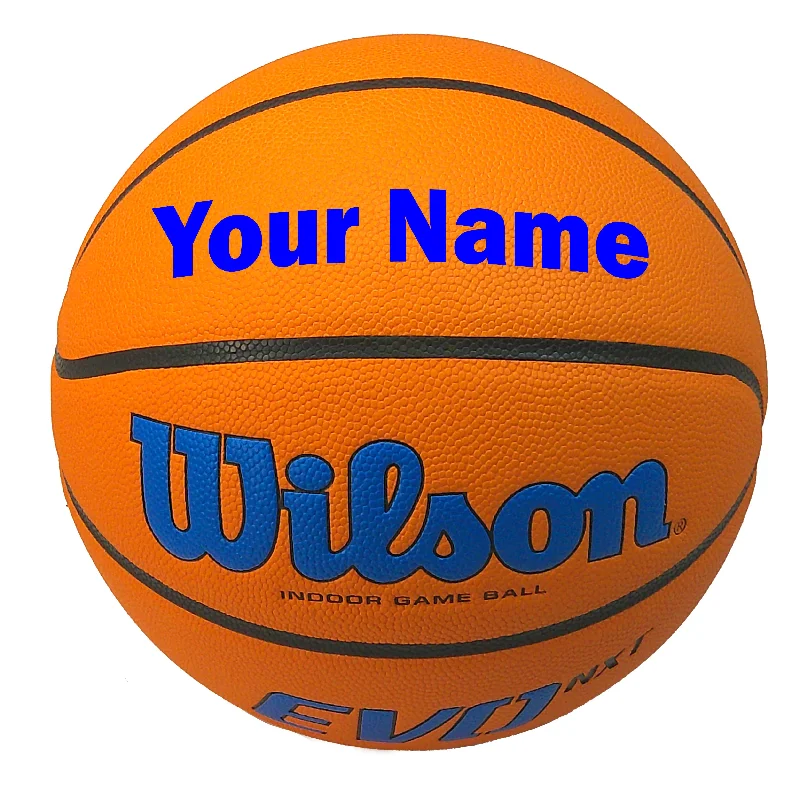 Official Size Basketball For Adults-Customized Wilson Royal Blue NCAA EVO NXT Basketball Indoor Game Ball