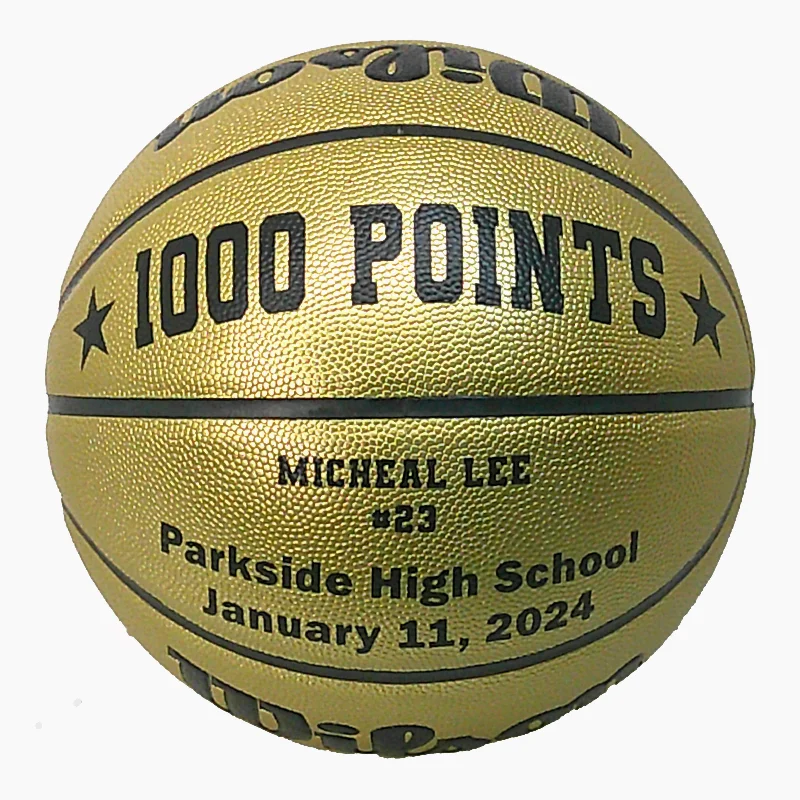 Basketball For High School Tournaments-Customized Gold Basketball Gift, End of Season Total Points Player Gift