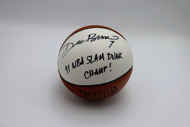 Basketball For Precise Passes-Dee Brown Autographed Mini Basketball Inscribed 91 NBA Slam Dunk Champ