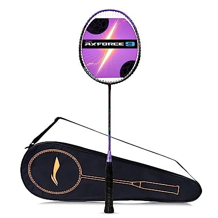 Badminton Racket For Optimal Performance In Tournaments-Li-Ning AX FORCE 9 strung Badminton Racket (Black/Purple) with Free Full Cover