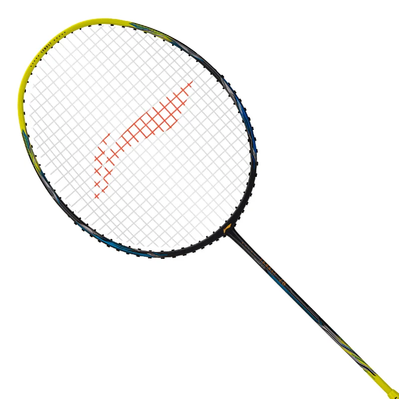 Badminton Racket With Enhanced Shock Absorption-Li-Ning Combat Z8 Badminton Racket (Dark Grey/Lime Blue) - 84 Grams