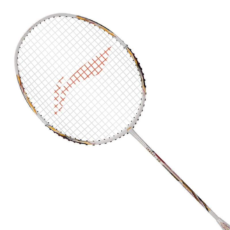 Badminton Racket For Fast Net Play-Li-Ning Combat Z8 Badminton Racket (White/Gold/Red) - 80 Grams