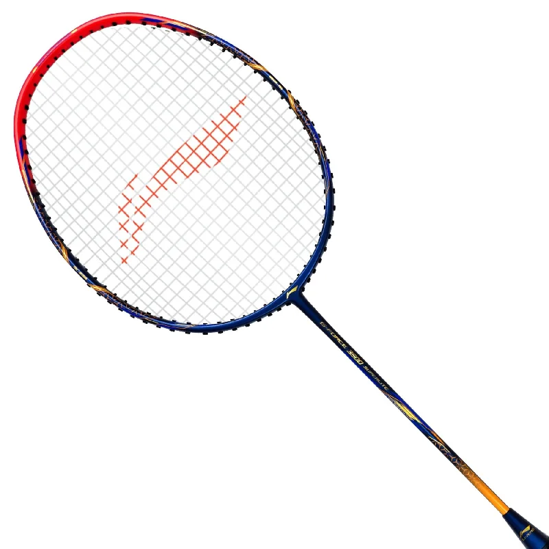 Badminton Racket With Extra Stability For Smashes-Li-Ning G-FORCE 3500 SUPERLITE Strung Badminton Racket (Navy/Red) with Free Full Cover