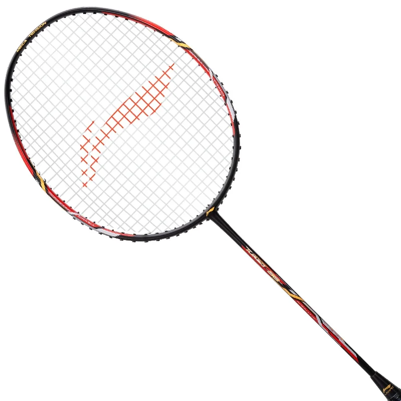 Badminton Racket With Enhanced Aerodynamics-Li-Ning Turbo 99 Badminton Racket (Black/Red)