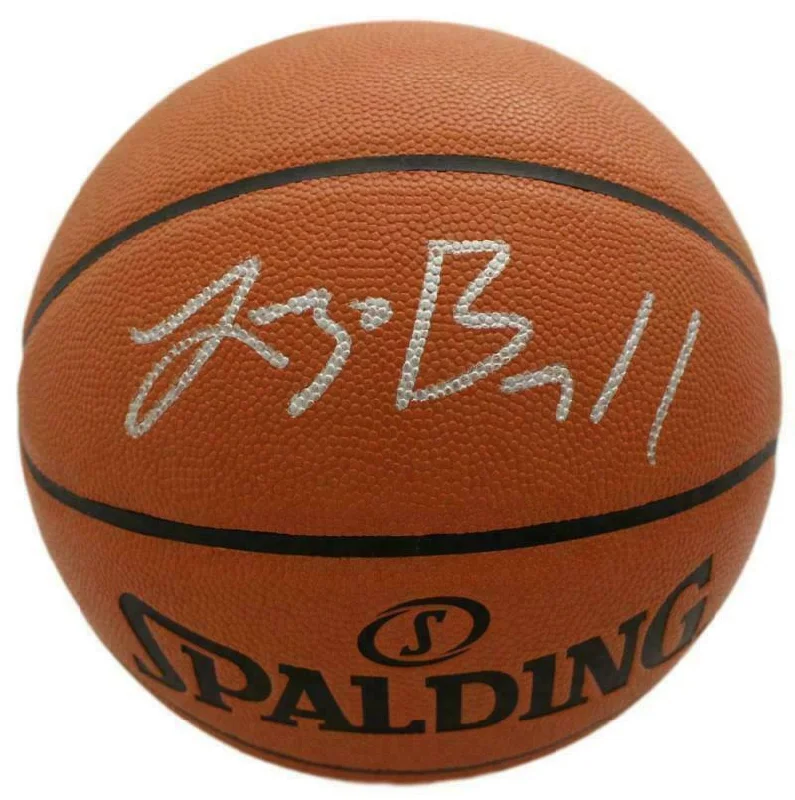 Basketball For Outdoor And Indoor Courts-Lonzo Ball Autographed Chicago Bulls Spalding Basketball Silver BAS 15185