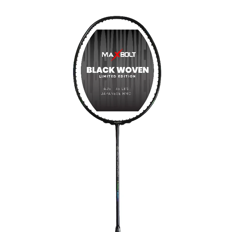 Badminton Racket With Enhanced Aerodynamics-Maxbolt Black Woven Limited Edition Badminton Racket