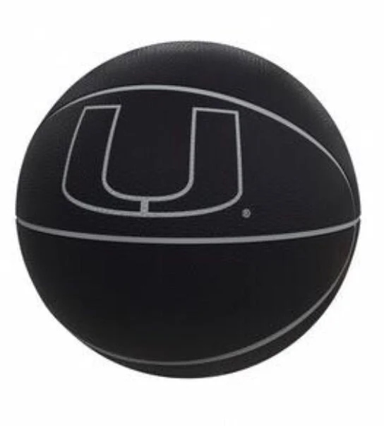 Outdoor Basketball For Durable Play-Miami Hurricanes Logo Blackout Full Size Composite Basketball - Black