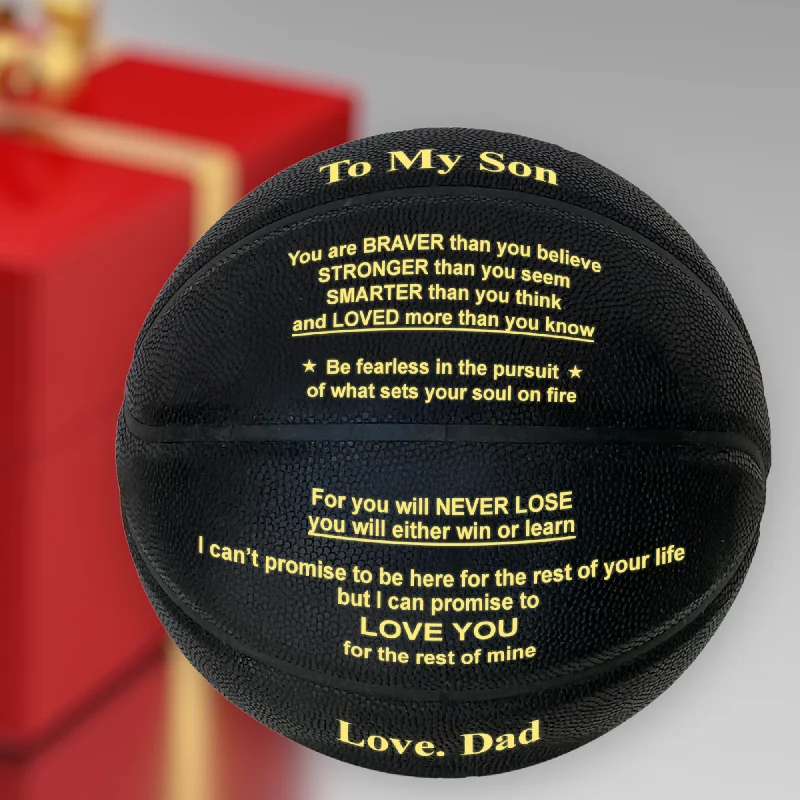 Basketball With High-Performance Features-Love Dad To Son Engraved Basketball Gift -Black & Gold