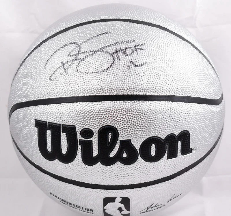 Basketball For Advanced Players-Ralph Sampson Autographed Platinum Wilson NBA Basketball w/HOF - Beckett W Holo