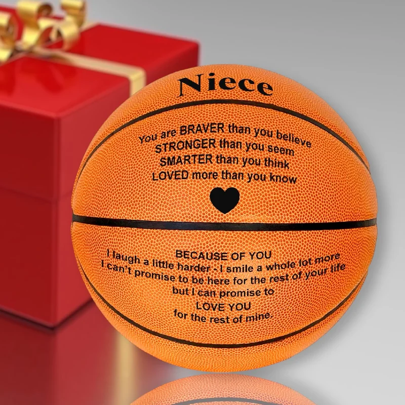 Basketball For Hard Outdoor Surfaces-Niece Engraved Basketball Gift