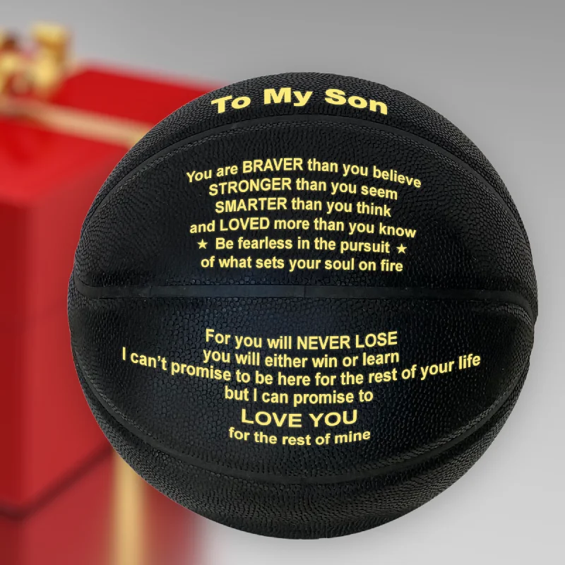 Basketball For Perfect Ball Control-To My Son Engraved Basketball Gift - Black & Gold