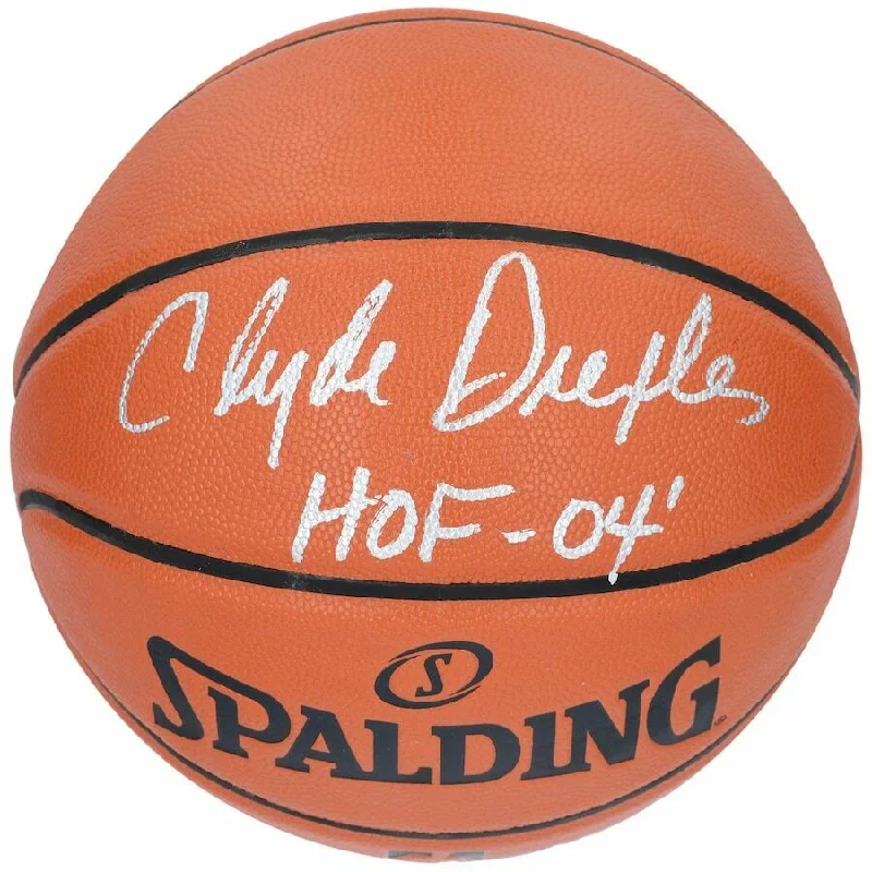 Basketball For Fast Break Plays-CLYDE DREXLER Autographed "HOF '04" Houston Rockets Spalding Basketball FANATICS