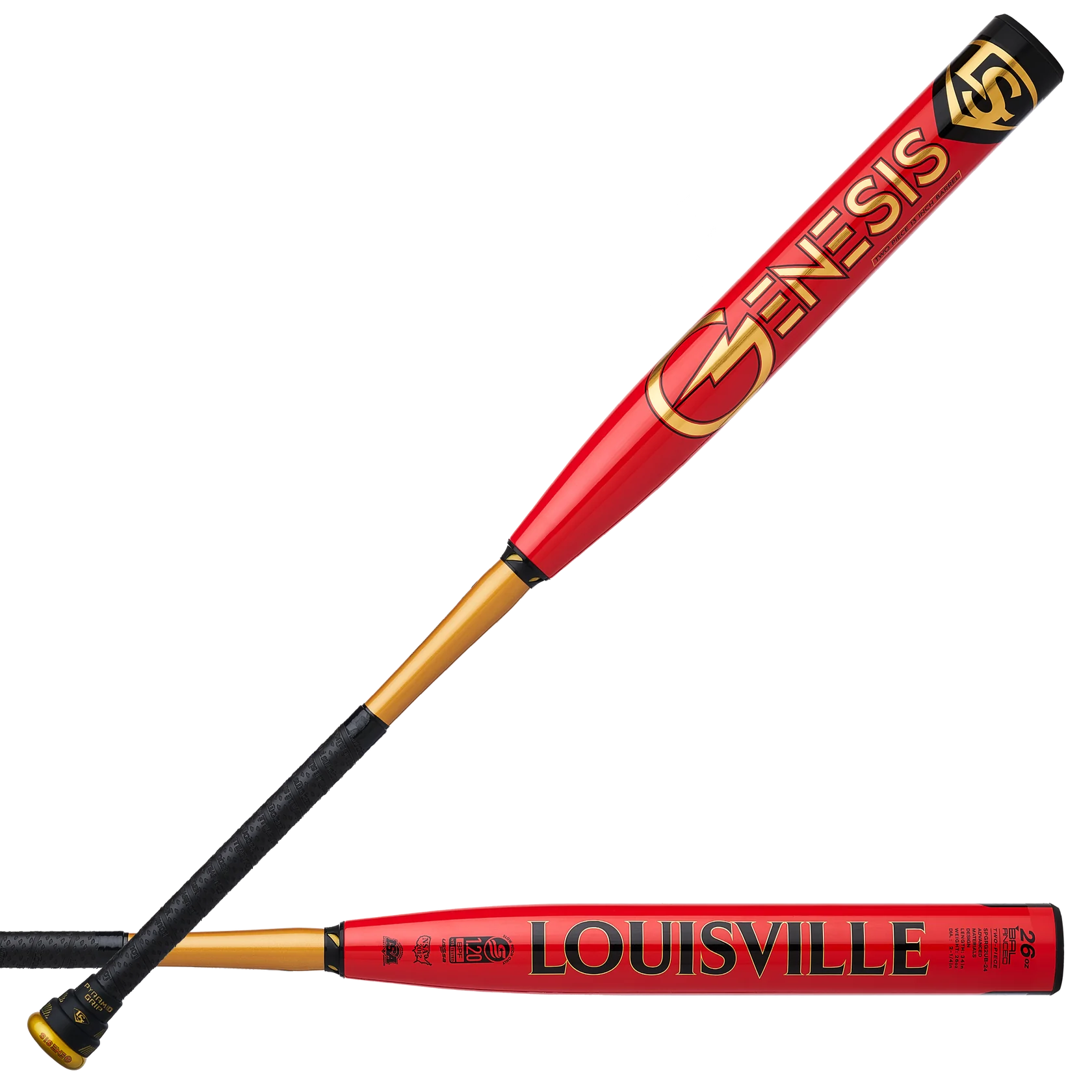 Baseball Bat With Large Sweet Spot-Louisville Genesis 2024 Genesis 2 Piece Balanced USSSA Slowpitch Bat