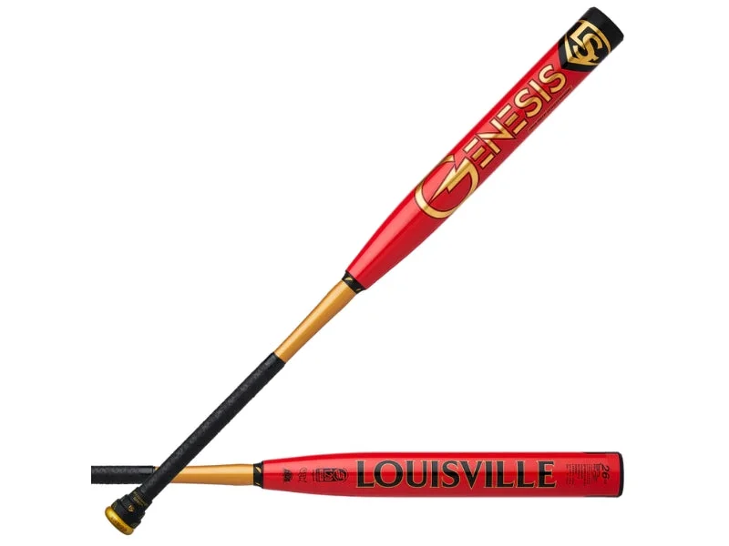 Baseball Bat For Excellent Bat Speed-Louisville Genesis Red-Gold Balanced Slowpitch Bat