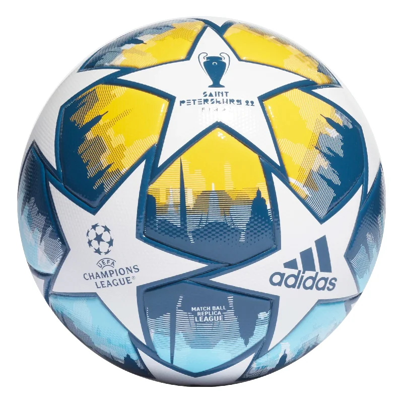 Football Water Bottles With Leak-Proof Cap-adidas Finale 22 UCL League Ball Blue/Gold/White