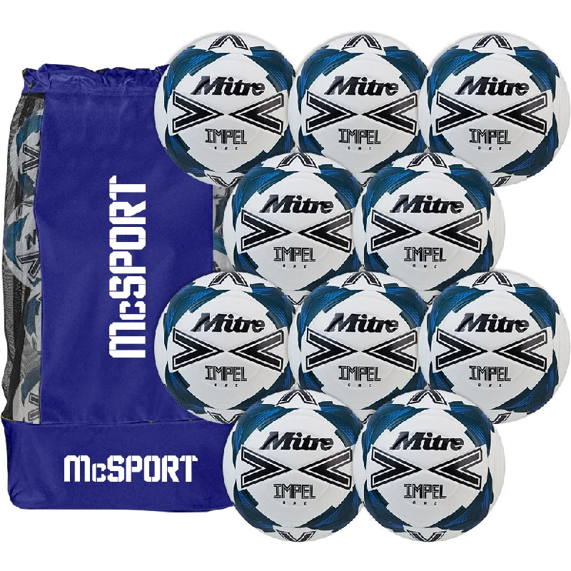 Football Shoes For Artificial Turf-Mitre Impel One Football (Size 5) | 10 Pack + Bag