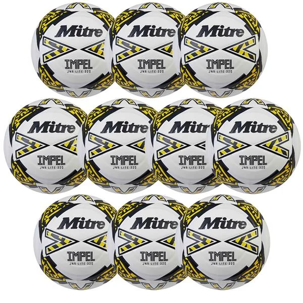 Football Training Equipment For Speed-Mitre Junior Lite Match Football (320g) | 10 Pack