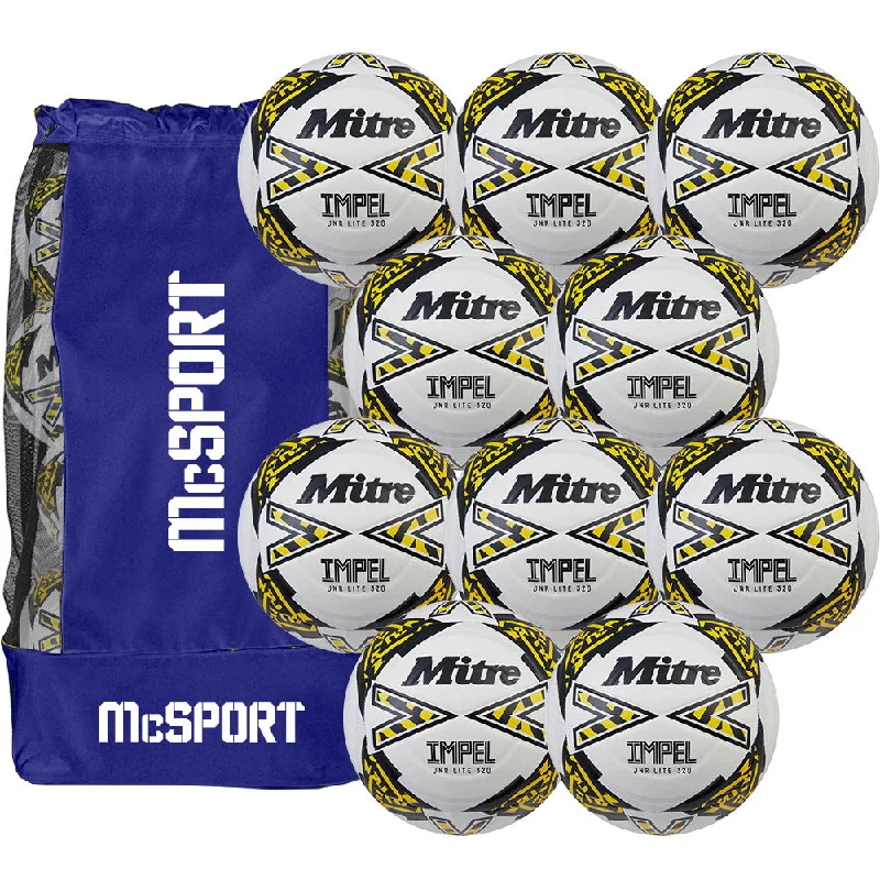 Mitre Junior Lite Match Football (320g) | 10 Pack + Bag