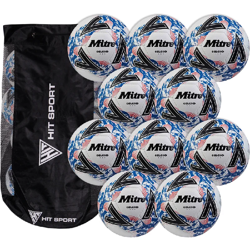 Football Kicking Tees For Accuracy-Mitre Calcio One Training Football (Size 5) | 10 Pack + Bag